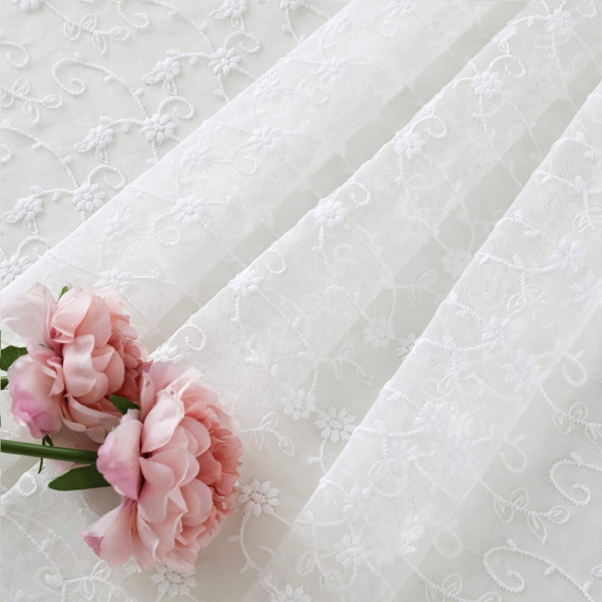 Milk Silk Dress Pastoral Embroidered Fabric for Women's Wear Wholesale 2